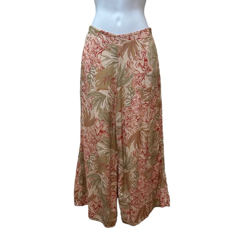 Showpo Romantic Floral High Rise Crop Wide Leg Lined Pants Pockets US Size 6